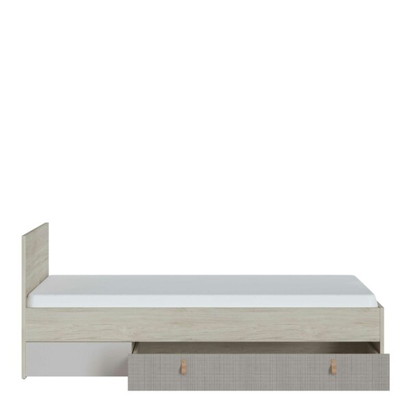 Wyld Haus Rosemary 3ft Light Walnut Wooden Bed with Headboard 1 Drawer