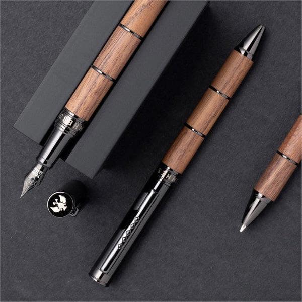 Tom Hessin Revolution Collection Rustic Mechanical Pencil with Wooden Barrel & Gunmetal Trim