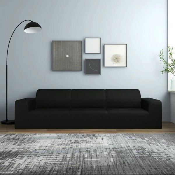 Berkfield 4-Seater Stretch Couch Slipcover Black Polyester Jersey