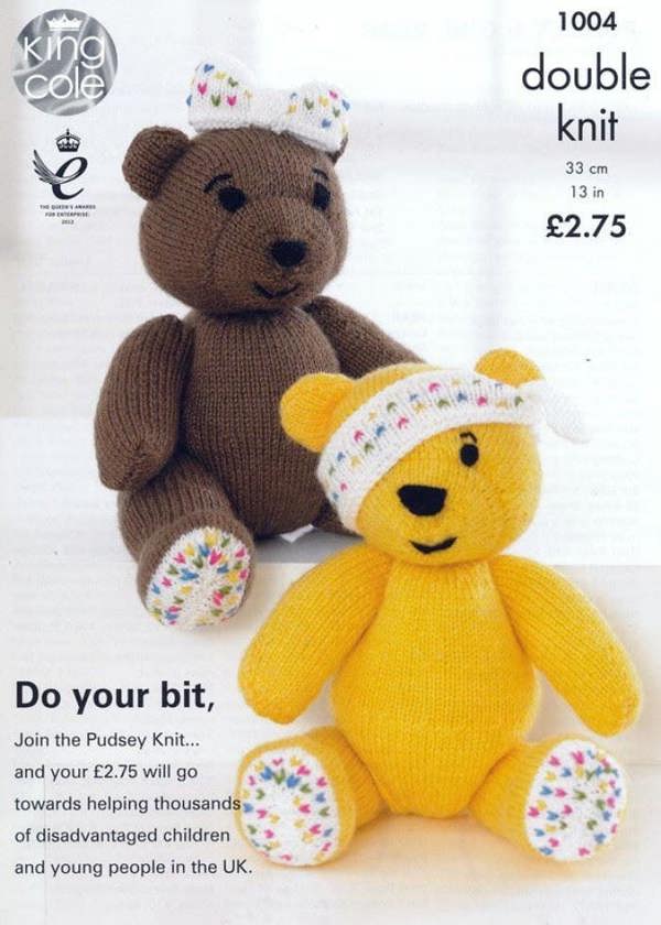 King Cole Big Value Knitting Pattern 1004, Toys 13 Inches - Intermediate