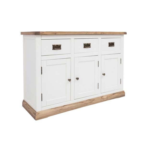 Cabinet Bits Tropea Off White 3 Drawer 3 Door Sideboard Brass Drop Handle