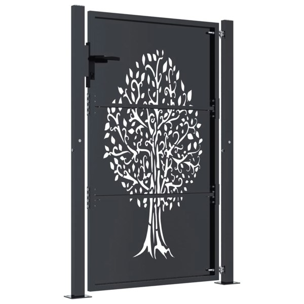 Berkfield Garden Gate Anthracite 105x155 cm Steel Tree Design