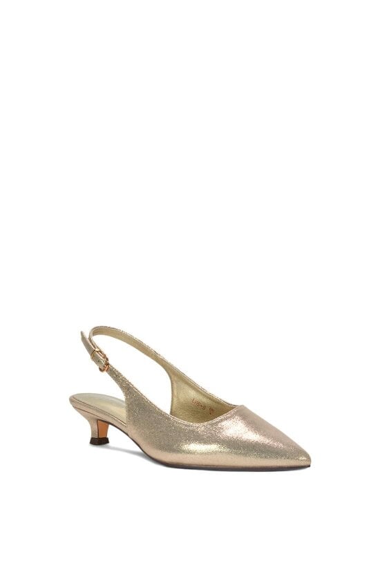 XY LONDON Slingback Kitten Heel Court Shoes With Pointed Toe