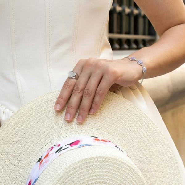 Spero London Sterling Silver Pave Heart Signet Ring
