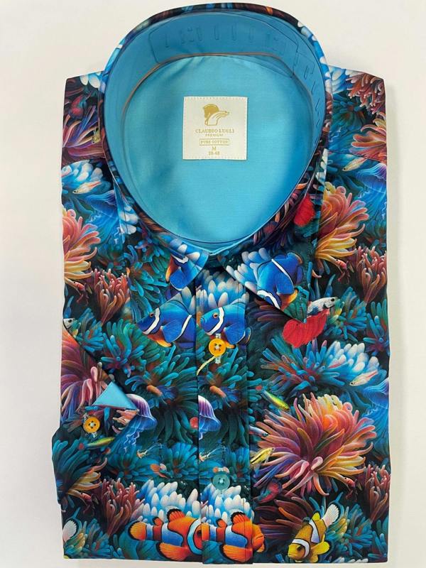 UNDER THE OCEAN SHORT SLEEVE SHIRT – Premium Men's Patterned Shirt by Claudio Lugli | Bold Design, Tailored Fit, Best Printed Shirts