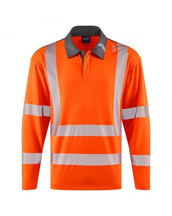 Leo Workwear Georgeeham Coolmax Long Sleeve Polo Shirt - Orange