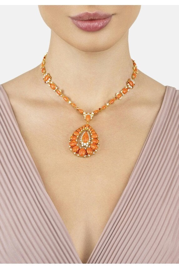 Latelita Paloma Fire Opal Statement Necklace Gold