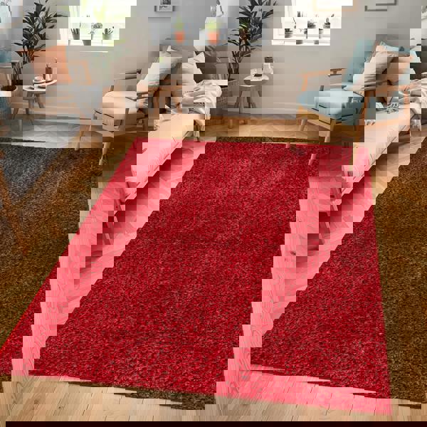 Livabliss Cloudy Shag-Solid Color Red Plush Soft Pile Rug