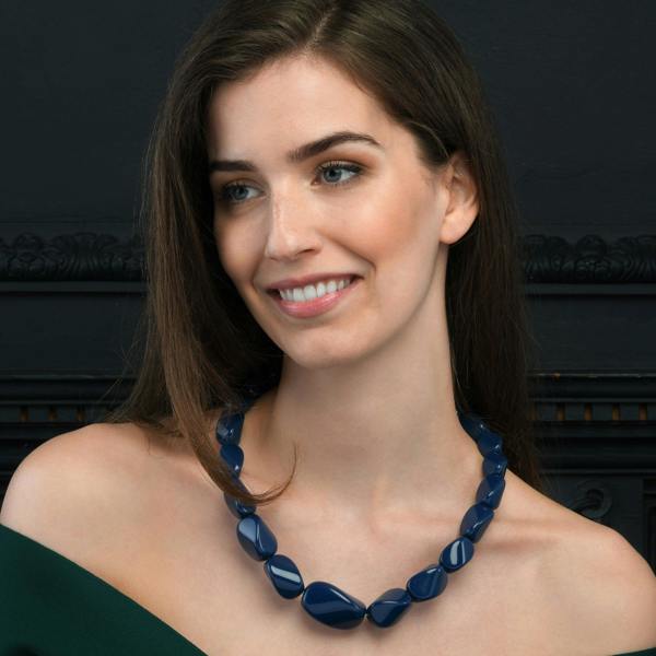 Zavana Twisted Blue Chunky Statement Necklace for Women
