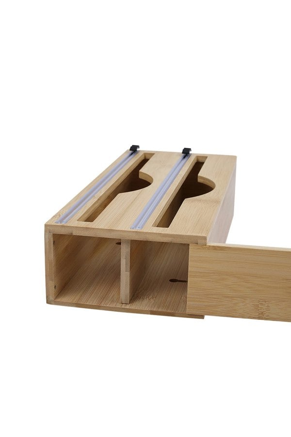 Living and Home 2-tier  Wall Mounted Bamboo Wrap Dispenser with Cutters