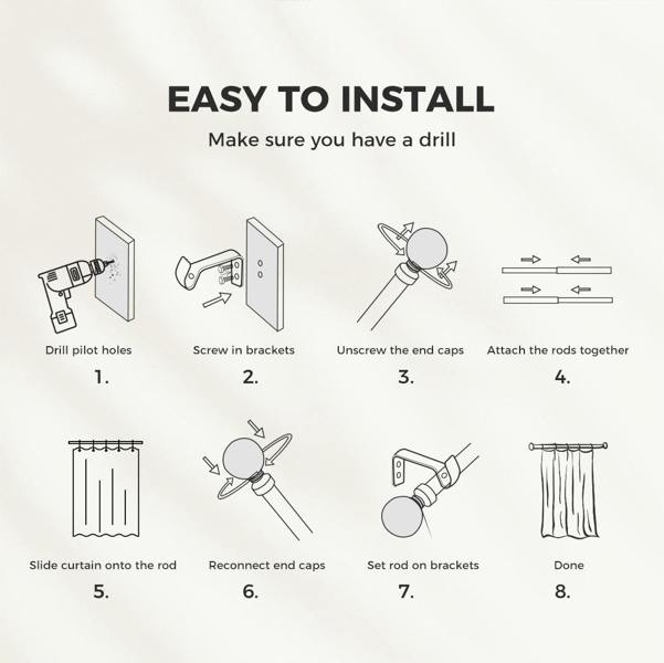 Marlow Steel Curtain Rod Quiet Rail Pole Set Extendable Adjustable Satin Nickel