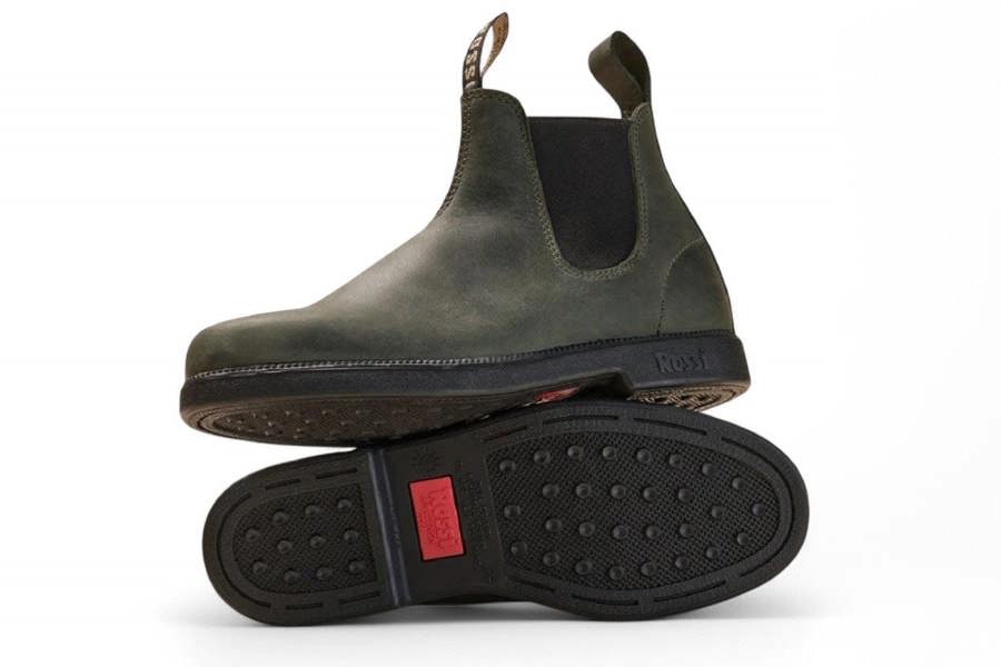 Rossi Boots Rossi 607 Booma Moss Olive Green Leather Chelsea Boots