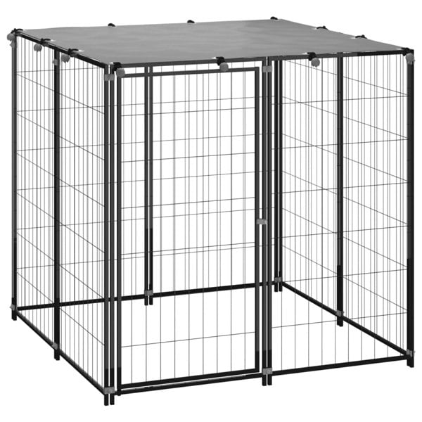 Berkfield Dog Kennel Black 110x110x110 cm Steel