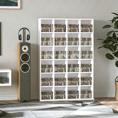 HOMCOM DVD CD Media Storage Rack, Video Display Unit - White