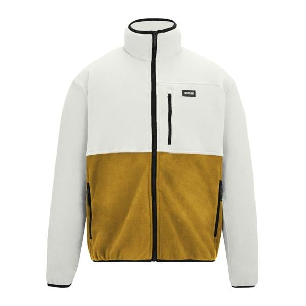 Regatta Mens Frankie Colour Block Full Zip Fleece Jacket - White Stone/Wood Brown