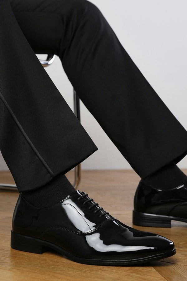 Where's That From Nick Oxford Lace Up Work Dress Shoes in Black Patent