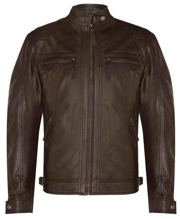 Infinity Leather Men's Vintage Zipped Leather Racing Quilted Biker Jacket