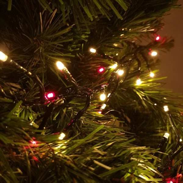 Samuel Alexander 3000 LED 37.2m Premier Clusterbrights Indoor Outdoor Mains Operated Christmas Cluster Lights with Timer in Red & Vintage Gold
