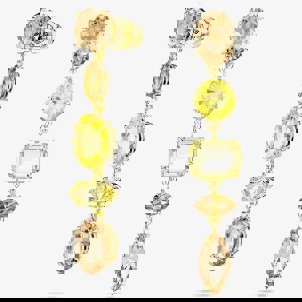 Swarovski Gema Gold Tone Plated Mixed Cut Yellow Crystal Drop Earrings 5718073