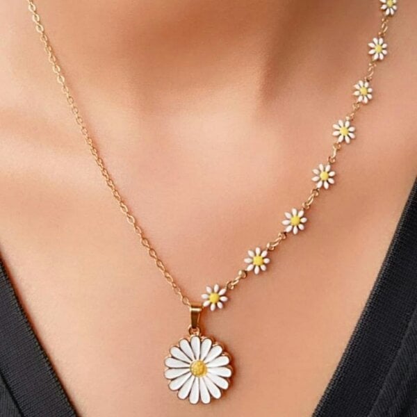 The Colourful Aura Half Turquoise Flower Charms Choker Summer Indie Boho Daisy Floral Necklace
