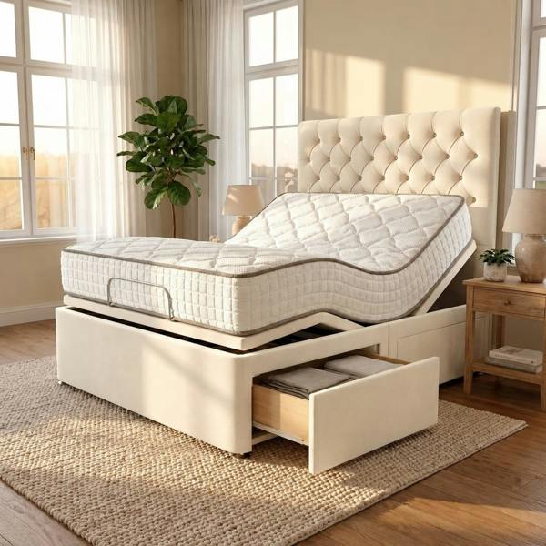 Paradise Beds Chesterfield Electric Adjustable bed With Memory Mattress