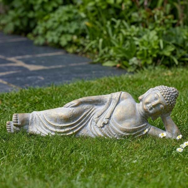 Garden Greatness Reclining Brushed Buddha Garden Ornament