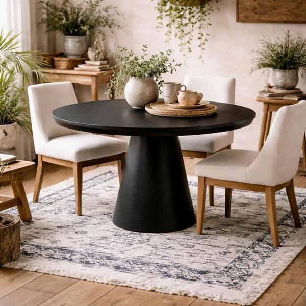 Wyld Haus Listowel Round Black Dining Table