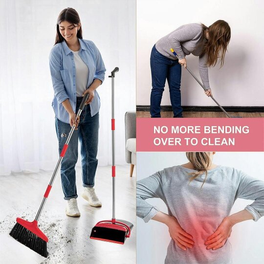 Havendro Dustpan and Brush Set Extra Long Home Kitchen Handle Vertical Broom Cleaning Kit