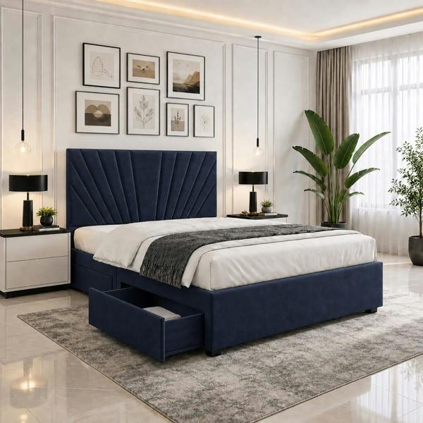 Paradise Beds Seranova Luxury Upholstered Divan Bed With Tall Headboard And Mattress