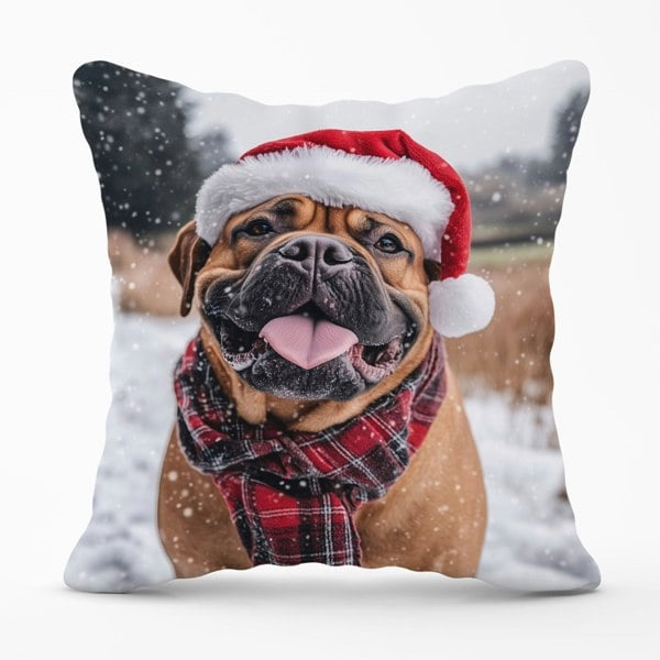 Warren Reed Snowy Christmas Bullmastiff Cushion