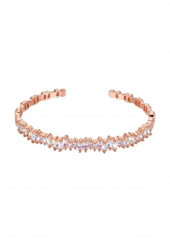 Latelita Baguette Ice Cuff Bangle Rosegold Finish