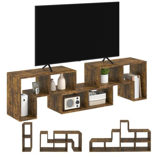 Wyld Haus Paline Rase 130cm Wooden Rustic Brown 3 Block Modular TV Stand