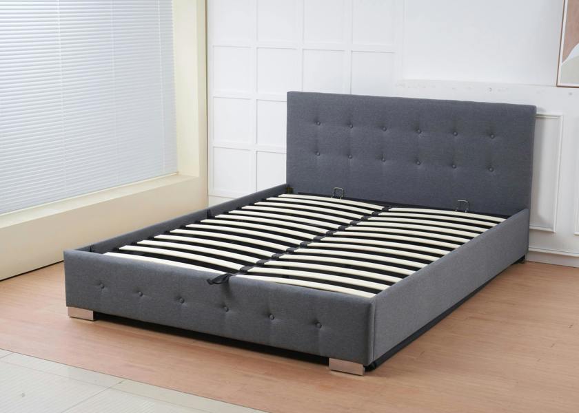The Oslo Grey Linen Tufted Ottoman Bed Frame - Madefor.Living
