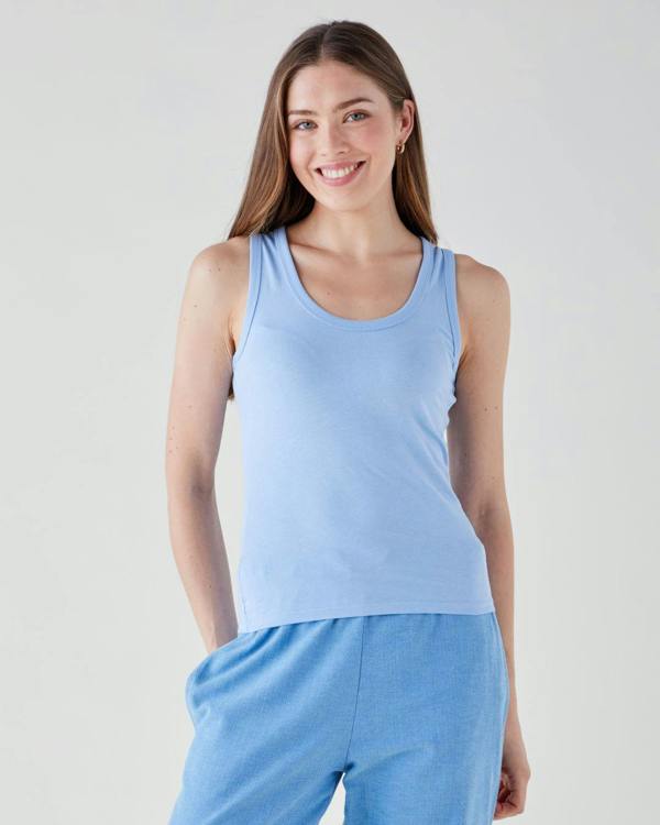 British Boxers Women's Organic Cotton Vest Top – Sky Blue