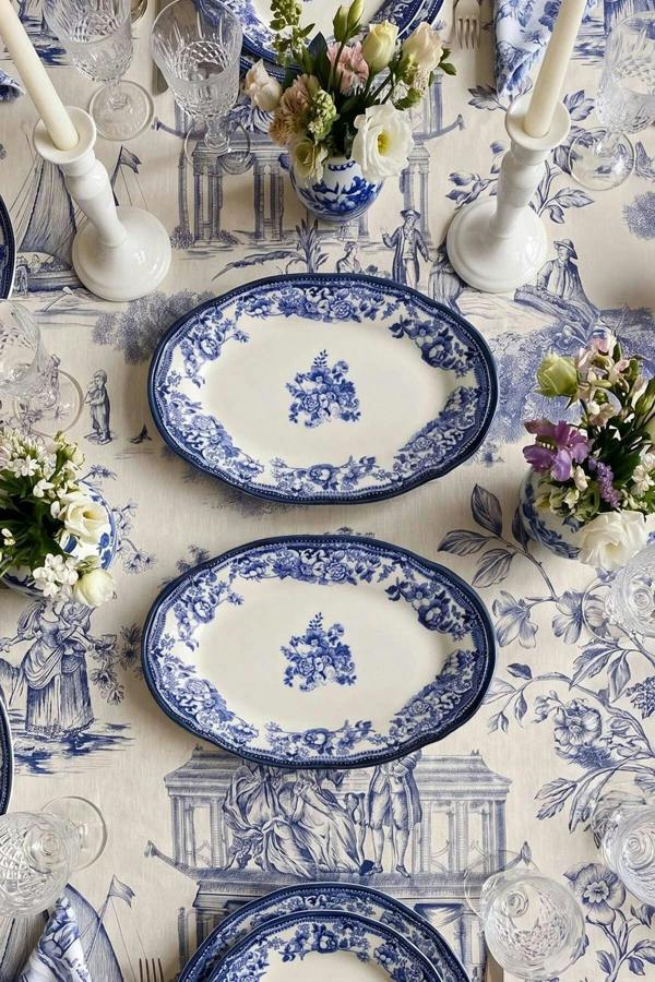 4-Piece Vintage Floral Pattern Porcelain Dessert Plate Set 21x21cm