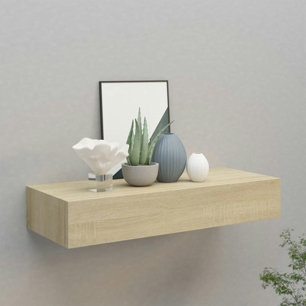 Berkfield Wall-mounted Drawer Shelf Oak 60x23.5x10cm MDF