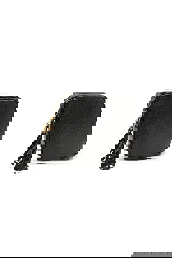 Pluspup Metallic Crossbody Bag with Zipper Closure and Tassel Detail