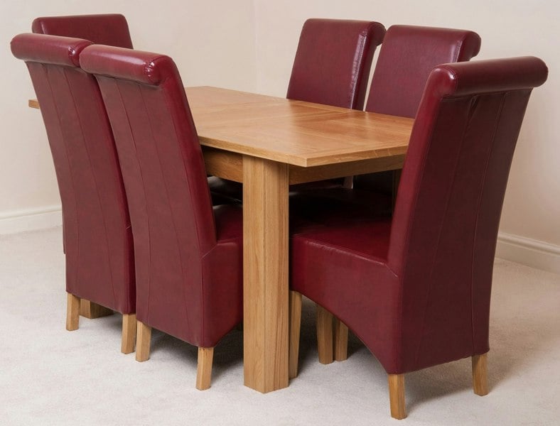 That's Furniture Hampton Small Oak Extending Dining Table with Montana Leather Chairs
