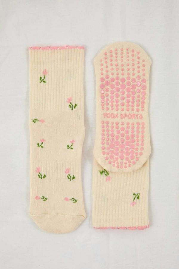 WOVCOR Patterned Non-Slip Yoga Knit Socks
