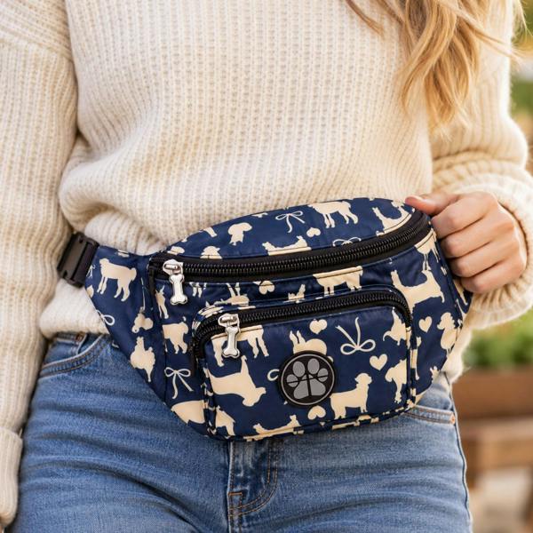 Love EMVY Dog Walking Bumbag with Adjustable Waist & Poo Bag Dispenser - Navy