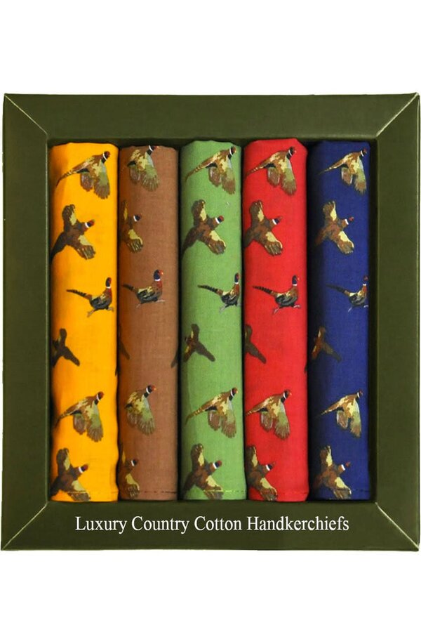 Soprano Ties Boxed Pheasant Handkerchiefs (Pack 5)