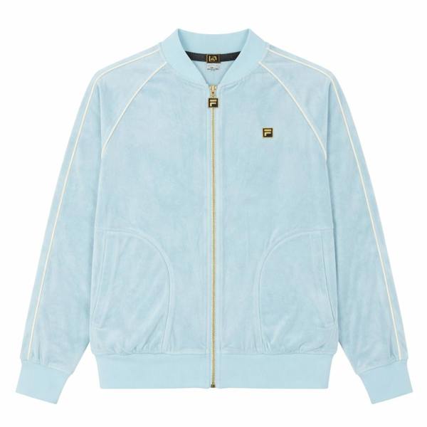 Fila Gold Fella Velour Track Top Jacket Sterling Blue/Coconut Milk