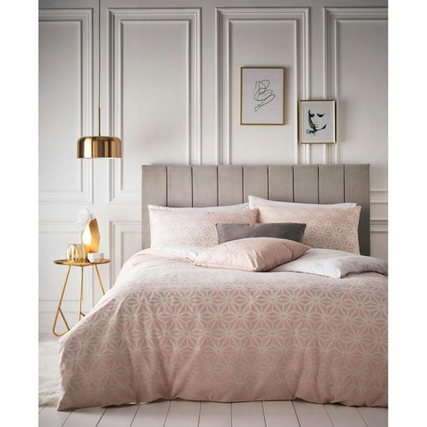 Furn Tessellate Duvet Cover And Pillowcase Set - Blush Pink/Gold