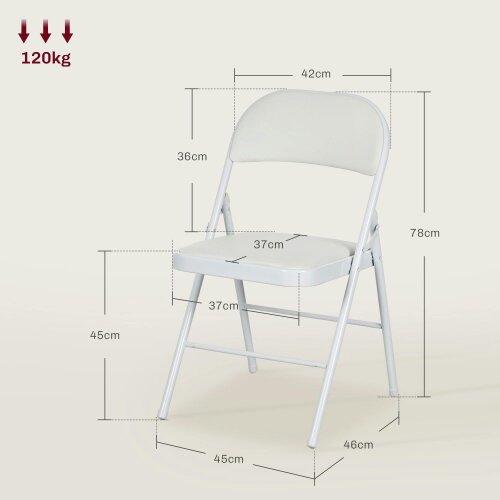 Wyld Haus Lofano Metal And Fabric White Cushioned Folding Chairs Set Of 2