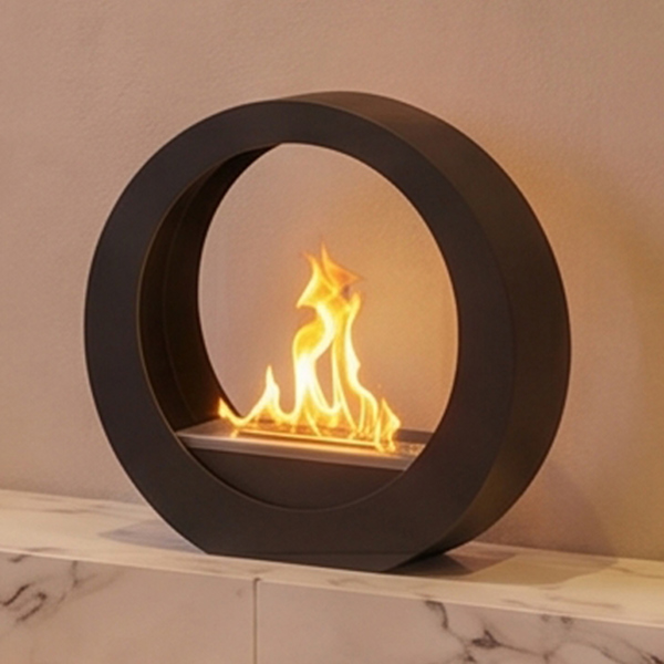 BIOFireplacesGMT Freestanding Bio Fireplace Only Black Matt Ventless