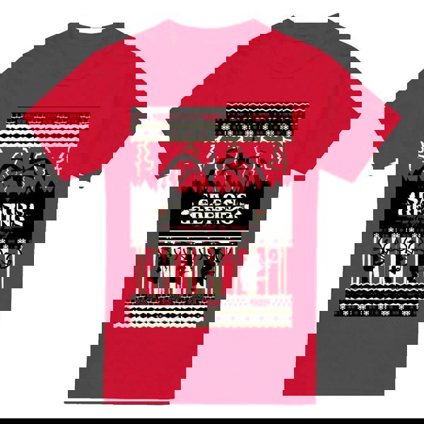 Stranger Things Mens Fair Isle T-Shirt - Red