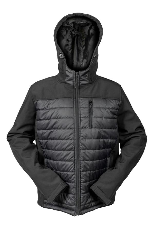 Hybrid Quilted Softshell Jacket with Hood (Black / Black) - Hi-Vis Trousers