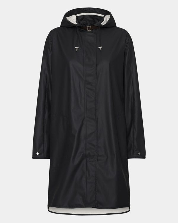 Ilse Jacobsen Rain Womens A-Line Rubberised Raincoat - Black 001
