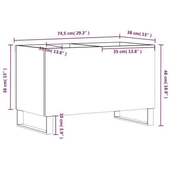 Berkfield Record Cabinet White 74.5x38x48 cm Engineered Wood