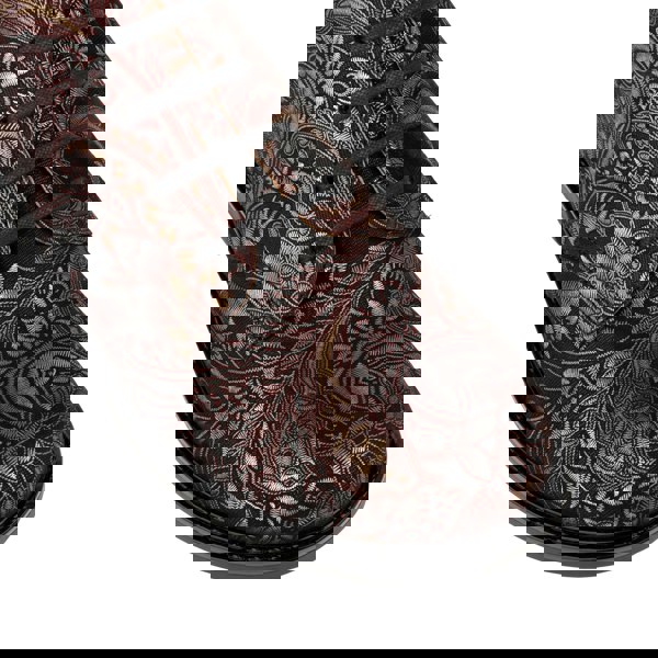 Embassy London Laviva Mid - Black & Gold & Burgundy - Women's rmid-height leather wide fitted ankle boot